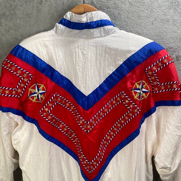 Vintage Track Jacket Small Zip Up Patriotic USA Nautical Coastal 80s - Picture 7 of 14